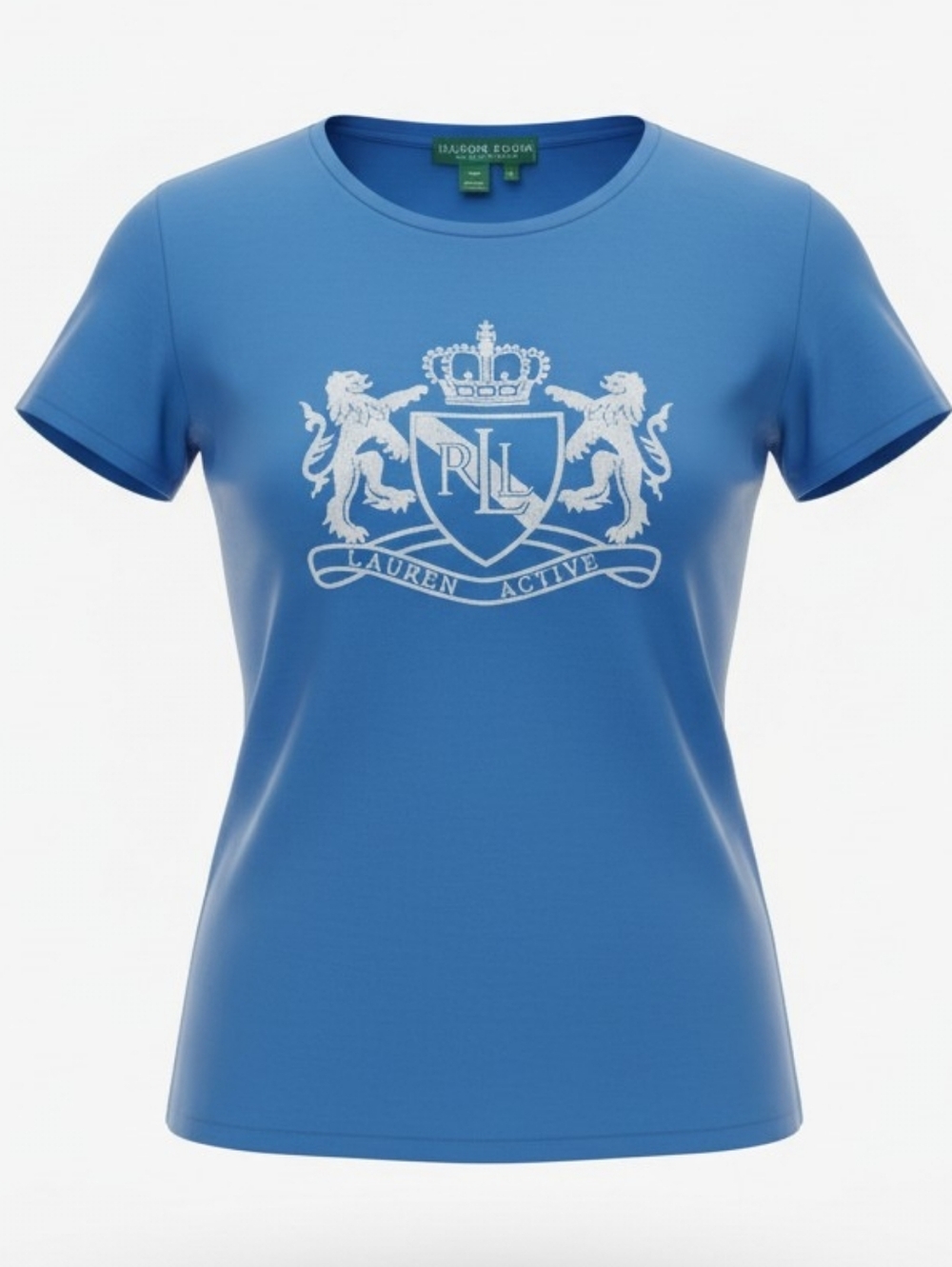 RALPH LAUREN ACTIVE | Blue Embroidery Crest Graphic Tee Short Sleeve Cotton | L